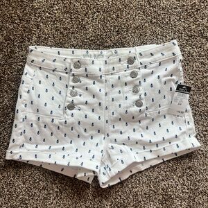 Rue21 White and Blue High Waist Shorts